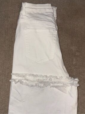 How Very Loved White Distressed Fringe Hem Jeans Size L